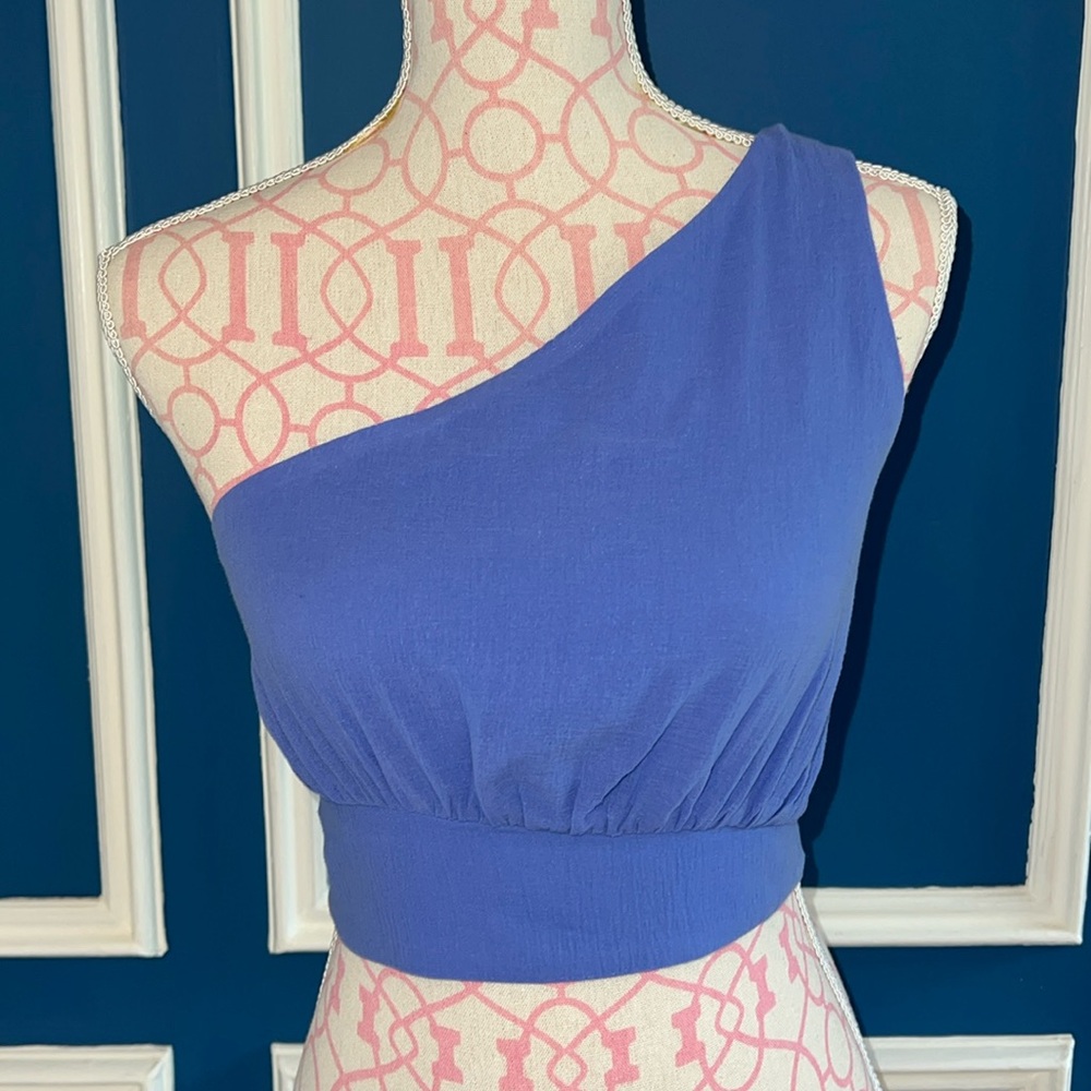 Seven Wonders Blue One Shoulder Cropped Top - Size XS - Picture 1 of 4